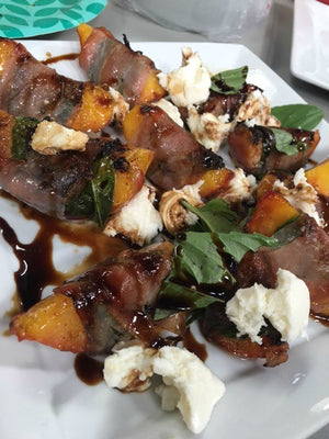 Grilled Peaches with Prosciutto & Balsamic Drizzle